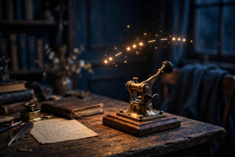 Practice learning morse code on a vintage brass telegraph key