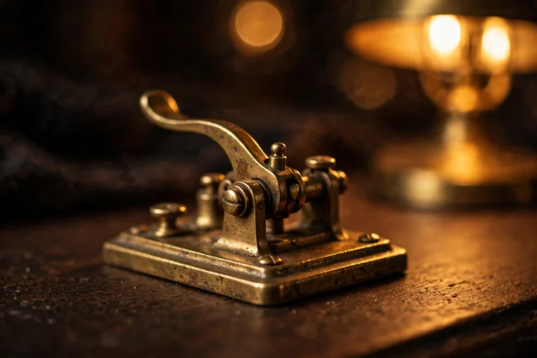 Brass telegraph key used to send Morse code prosigns