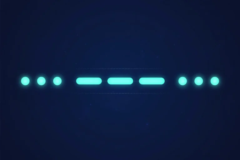 SOS in Morse code pattern diagram showing three dots, three dashes, three dots rhythm